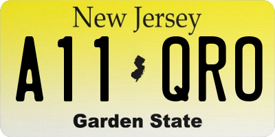 NJ license plate A11QRO