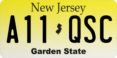 NJ license plate A11QSC