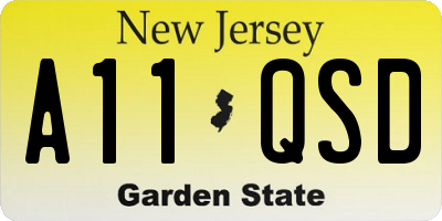 NJ license plate A11QSD