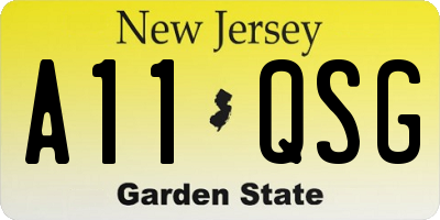 NJ license plate A11QSG