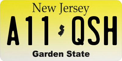 NJ license plate A11QSH