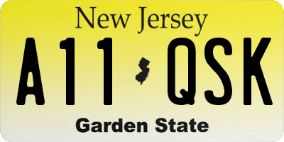 NJ license plate A11QSK