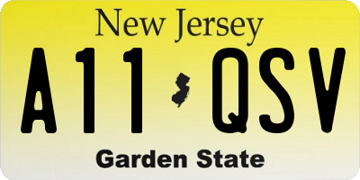 NJ license plate A11QSV