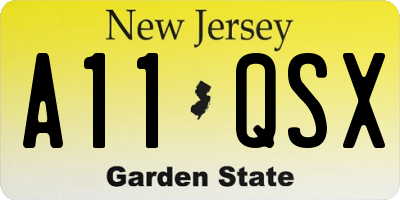 NJ license plate A11QSX