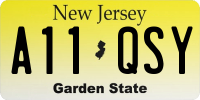 NJ license plate A11QSY