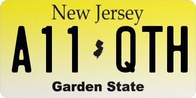 NJ license plate A11QTH