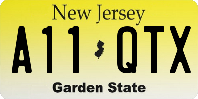 NJ license plate A11QTX