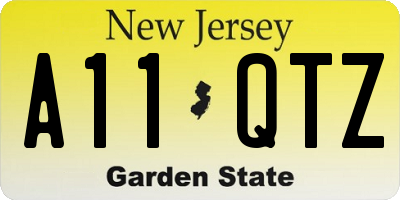 NJ license plate A11QTZ