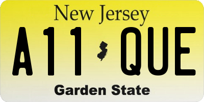 NJ license plate A11QUE