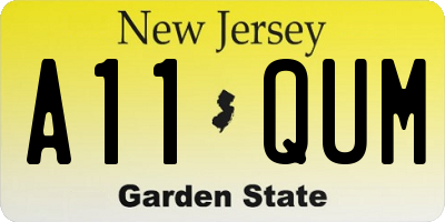 NJ license plate A11QUM