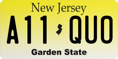 NJ license plate A11QUO