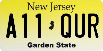 NJ license plate A11QUR