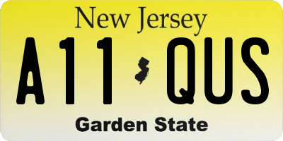 NJ license plate A11QUS