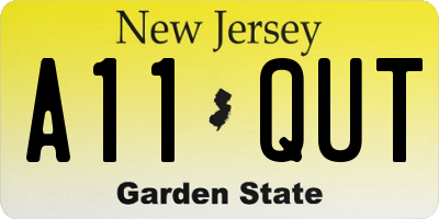 NJ license plate A11QUT