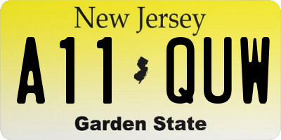 NJ license plate A11QUW