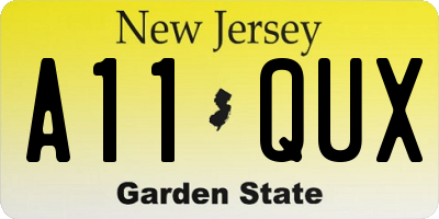 NJ license plate A11QUX