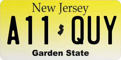 NJ license plate A11QUY