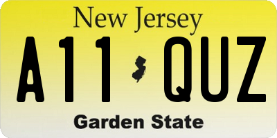 NJ license plate A11QUZ