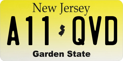 NJ license plate A11QVD