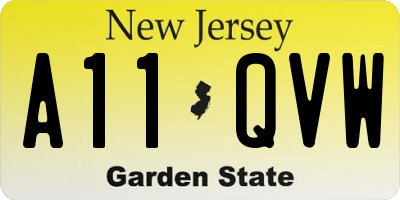 NJ license plate A11QVW