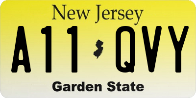 NJ license plate A11QVY