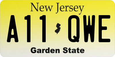 NJ license plate A11QWE