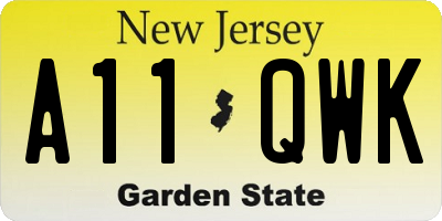 NJ license plate A11QWK