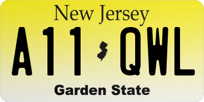 NJ license plate A11QWL