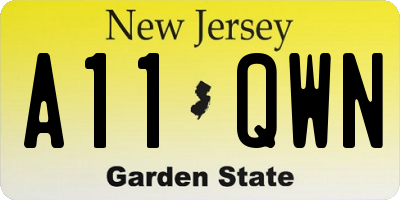 NJ license plate A11QWN