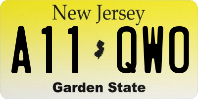 NJ license plate A11QWO