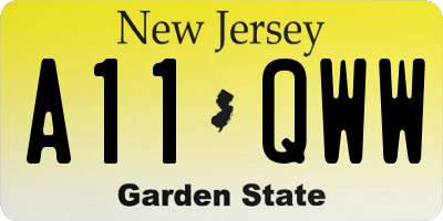 NJ license plate A11QWW