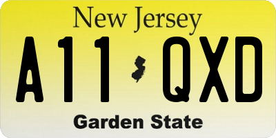 NJ license plate A11QXD