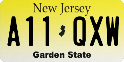 NJ license plate A11QXW