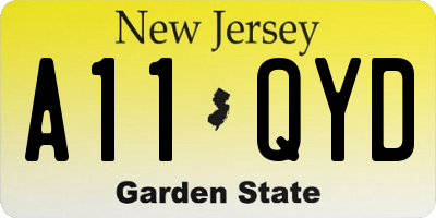 NJ license plate A11QYD