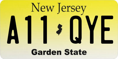 NJ license plate A11QYE