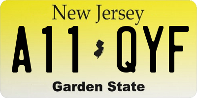 NJ license plate A11QYF