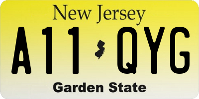 NJ license plate A11QYG