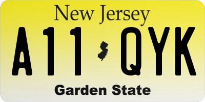 NJ license plate A11QYK