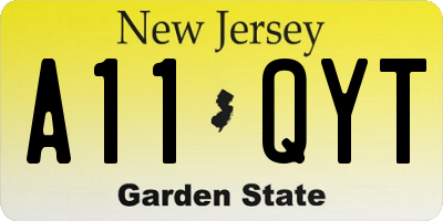 NJ license plate A11QYT