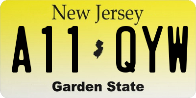 NJ license plate A11QYW