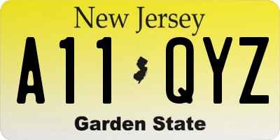 NJ license plate A11QYZ