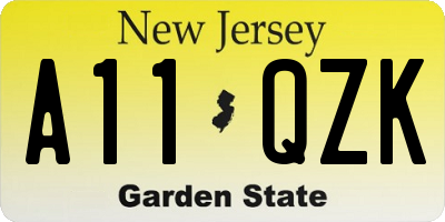 NJ license plate A11QZK