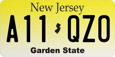 NJ license plate A11QZO