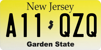 NJ license plate A11QZQ