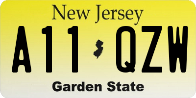 NJ license plate A11QZW