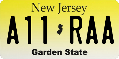 NJ license plate A11RAA