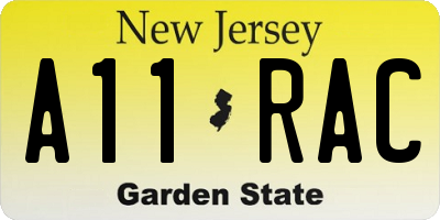 NJ license plate A11RAC