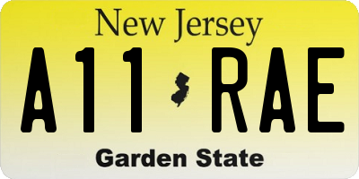 NJ license plate A11RAE