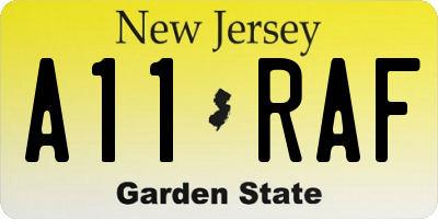 NJ license plate A11RAF