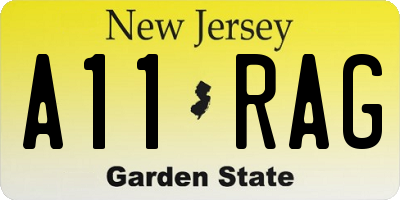 NJ license plate A11RAG